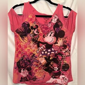 Women’s Disney Minnie Mouse Hot Pink cold-shoulder t-shirt, Medium